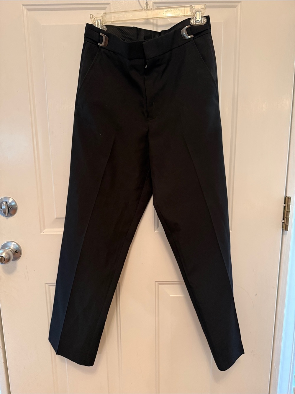 28b Black Dress Trousers - Tailored Fit   Tuxedo pants with satin strip